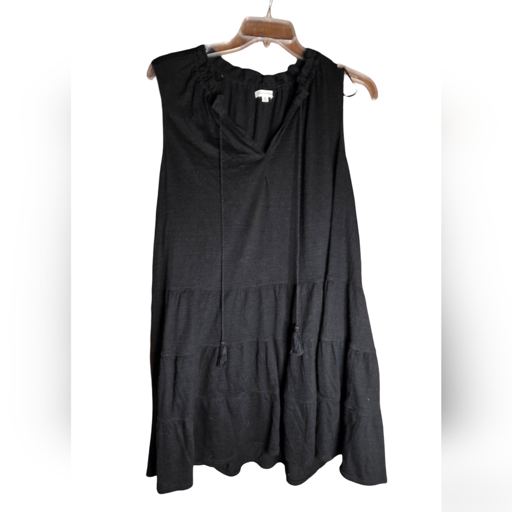 Max Studio Black Sleeveless Tiered Tassel Dress Size 2X